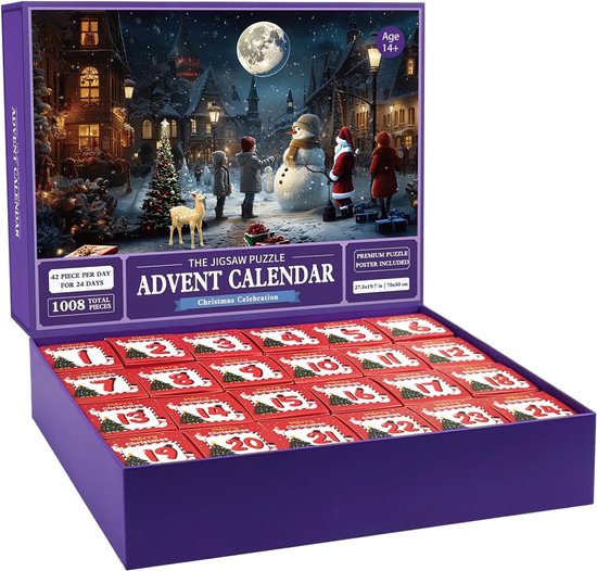 De Originele Legpuzzel Adventskalender 2024 – Kerststal, 24 Dozen 1008 Stukjes