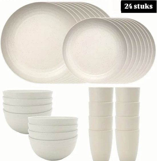 PIXESTT 32-delige campingserviesset, een serviesset bevat 32 stukken servies, de outdoor serviesset in 4 kleuren is geschikt voor familie-diners, picknick en kamperen