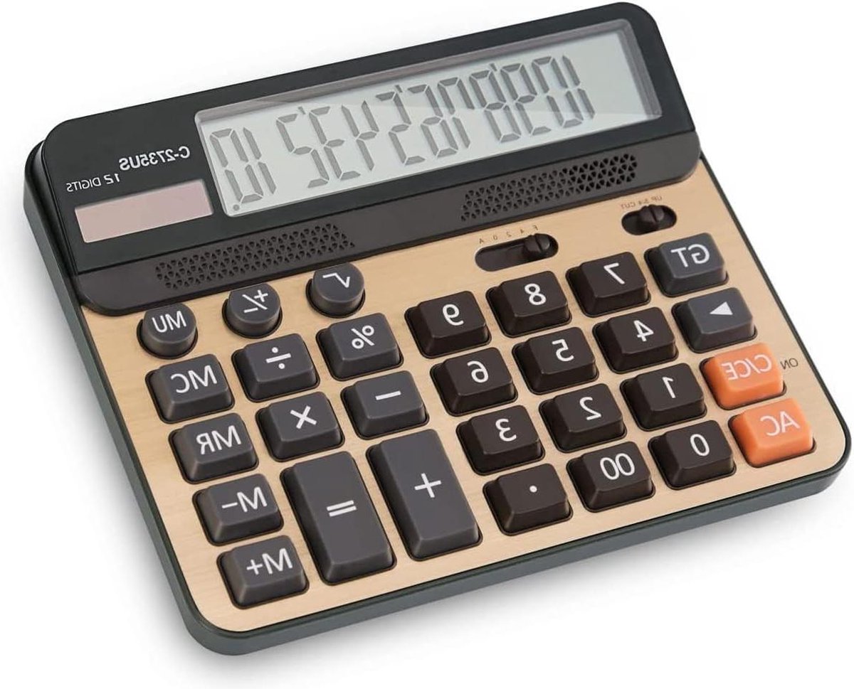 Zonne-batterij Dual Power Desktop Calculator - Grote Standaard Functie - Business en School - 12-cijferig LCD-scherm