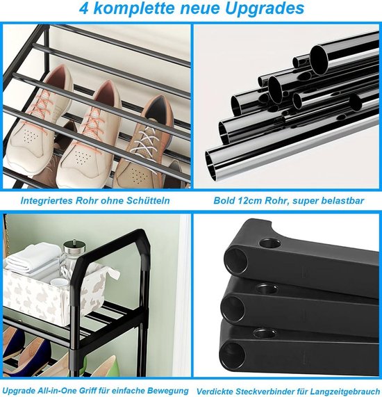 Étagère à chaussures structure tubulaire en acier - Grande capacité 3-6 niveaux - 9-18 paires - Salon couloir chambre