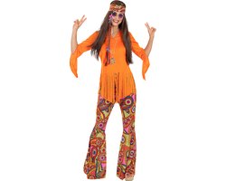 FUNIDELIA Vrolijk Hippie Kostuum voor Dames - Maat: XXL - Zwart