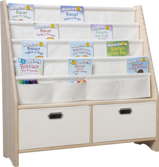 Foto:  massief houten 2 in 1 multifunctionele kinderboekenrek 4 laags w80 x d30 xh95 opbergkast solide houten boekenkast voor kinderen boekenplank boekenopslag opbergruimte speelgoed opbergrek kinderkamer kast organizer speelgoedrek