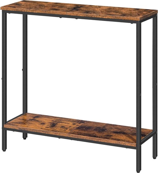 SAUCE ZHAN Sofa tafel met stopcontact en USB-poort, 47 console achter bank tafel met stalen frame, smalle ingang tafel voor woonkamer, foyer, hal, entree, zwart