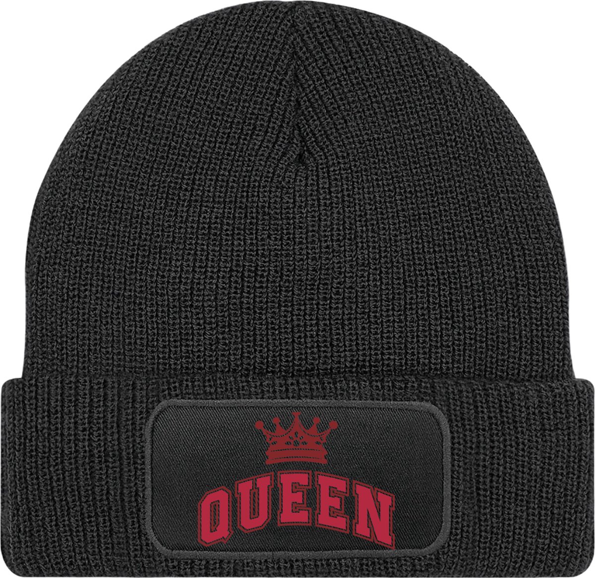 Muts dames - cadeau vriendin - zwart - heerlijk warm - Tekst Rood - Queen