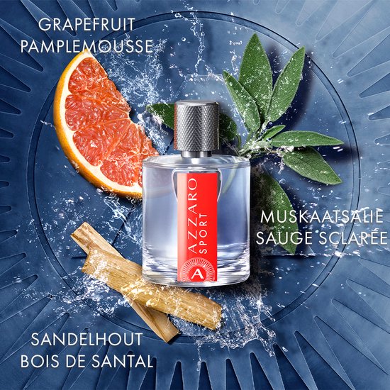 AZZARO SPORT Eau de Toilette met ingrediënten zoals grapefruit, salie en sandelhout.