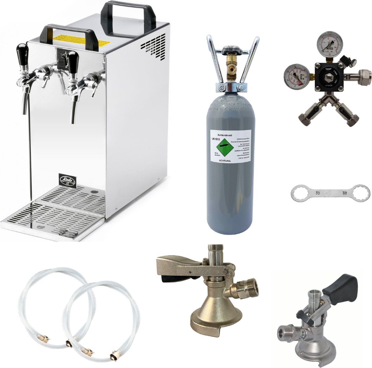 Complete set - Biertap - Kontakt 40 - 2-kraans, 50 liter/u - met Fustkoppeling Type M, Type A