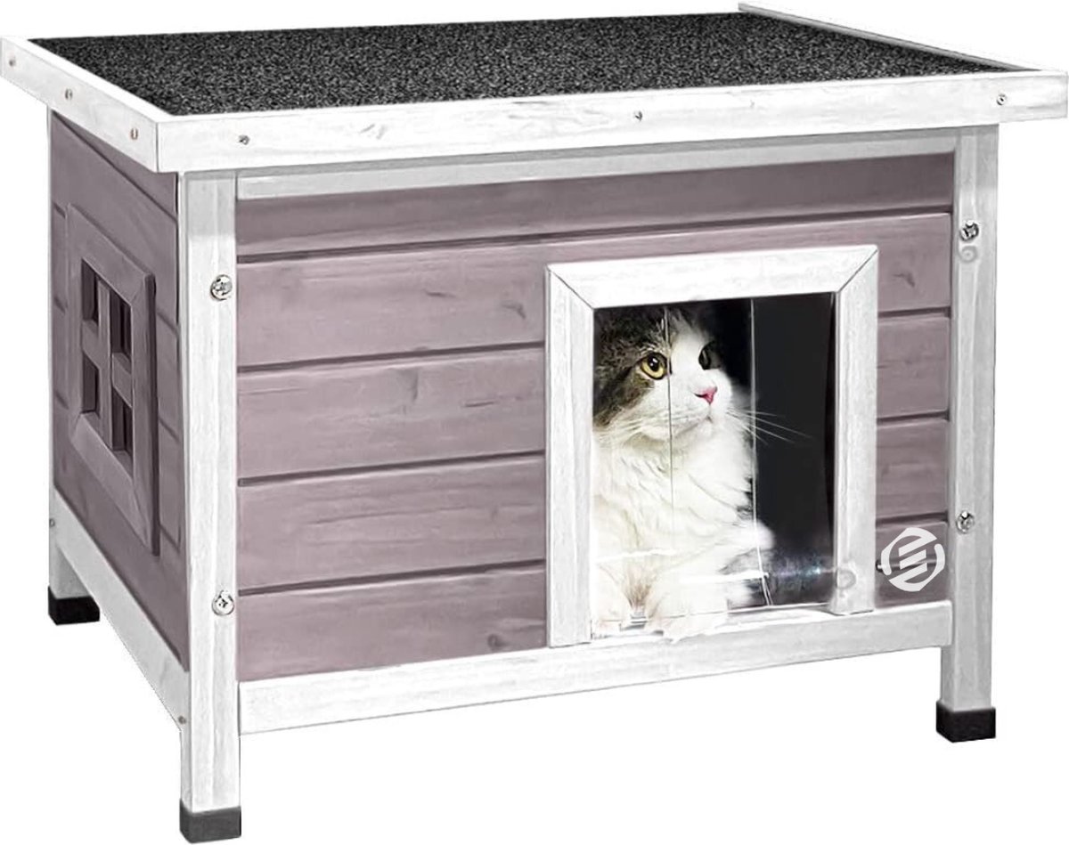 Equivera Kattenhuis Voor Buiten - Kattenhuis Buiten - Kattenhok - Kattenhuisje - Kattenvilla - Kattenhok Buiten