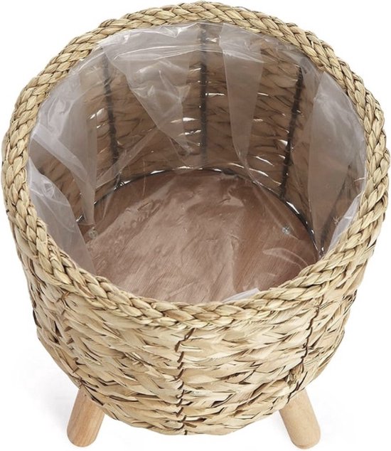 Bloempot Sierbloempot Groot Bloemenbak Binnenkant Plantenpot Set Mand Gevlochten Bloemen Hout Folie, Kleur:Natuur, Stelt:2pcs Set/Design 6