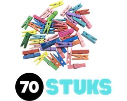 Mini Wasknijpers Set - 70 stuks - Houten Knijpers - Kleine Wasknijpertjes - Ophangen kaartjes/foto´s - Decoratie - Accesoire