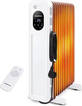 Aigostar Snug - Olieradiator - 2500W - Oliegevulde radiator - Elektrische Kachel - 13 Ribben - Verwarming met Afstandsbediening - Wit/Zwart