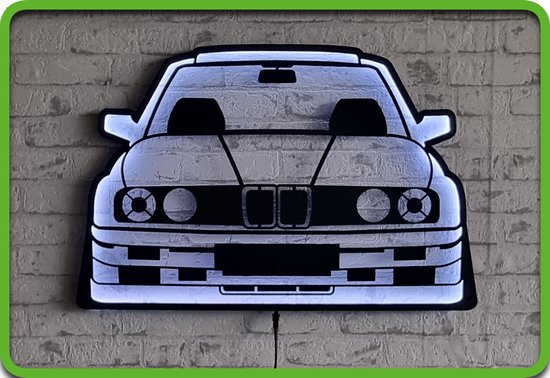 REYHS - BMW E30 CNC WALL ART - RGBIC LED verlicht - 70cm Wanddecoratie