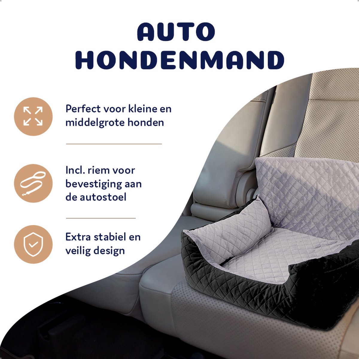 Pet Perfect Autostoel Hond - Hondenmand Auto - Honden Autostoel - Automand Hond - Zwart - Wasbaar - Met Rits – foto 2