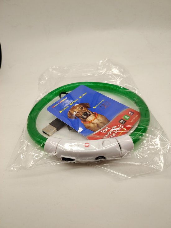Groene LED Halsband voor honden - Medium size - groen verlichte halsband - 50 cm - Graag nauwkeurig de maat opmeten! - Lichtgevende Halsband Hond - Oplaadbaar via USB - adjustable - verstelbaar - verstelbare halsband USB oplaadbaar
