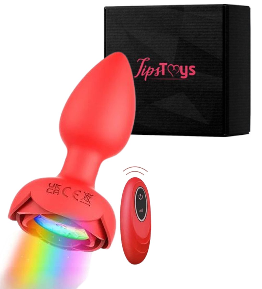 Goedkoopste TipsToys Vibrerende Buttplug - Anaal Vibrator LED Kleuren Afstandsbediening Rood