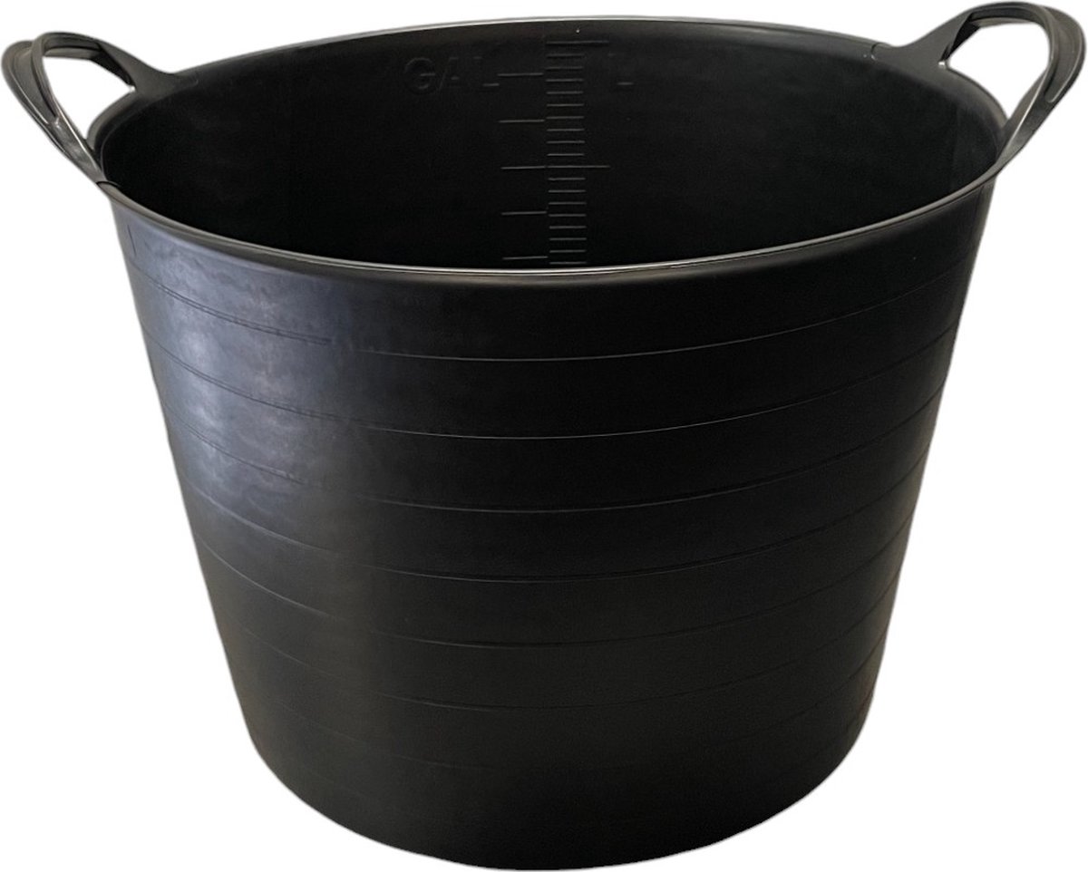 Goedkoopste HL - Drinkbak voor Paarden - Voerbak -Voeremmer - Voerton - Hooi - Flex Emmer - Tubtrug - Trug - Paard - Pony - Rubber - 42 Liter - Zwart