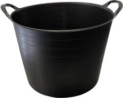 HL - Drinkbak voor Paarden - Voerbak -Voeremmer - Voerton - Hooi - Flex Emmer - Tubtrug - Trug - Paard - Pony - Rubber - 42 Liter - Zwart