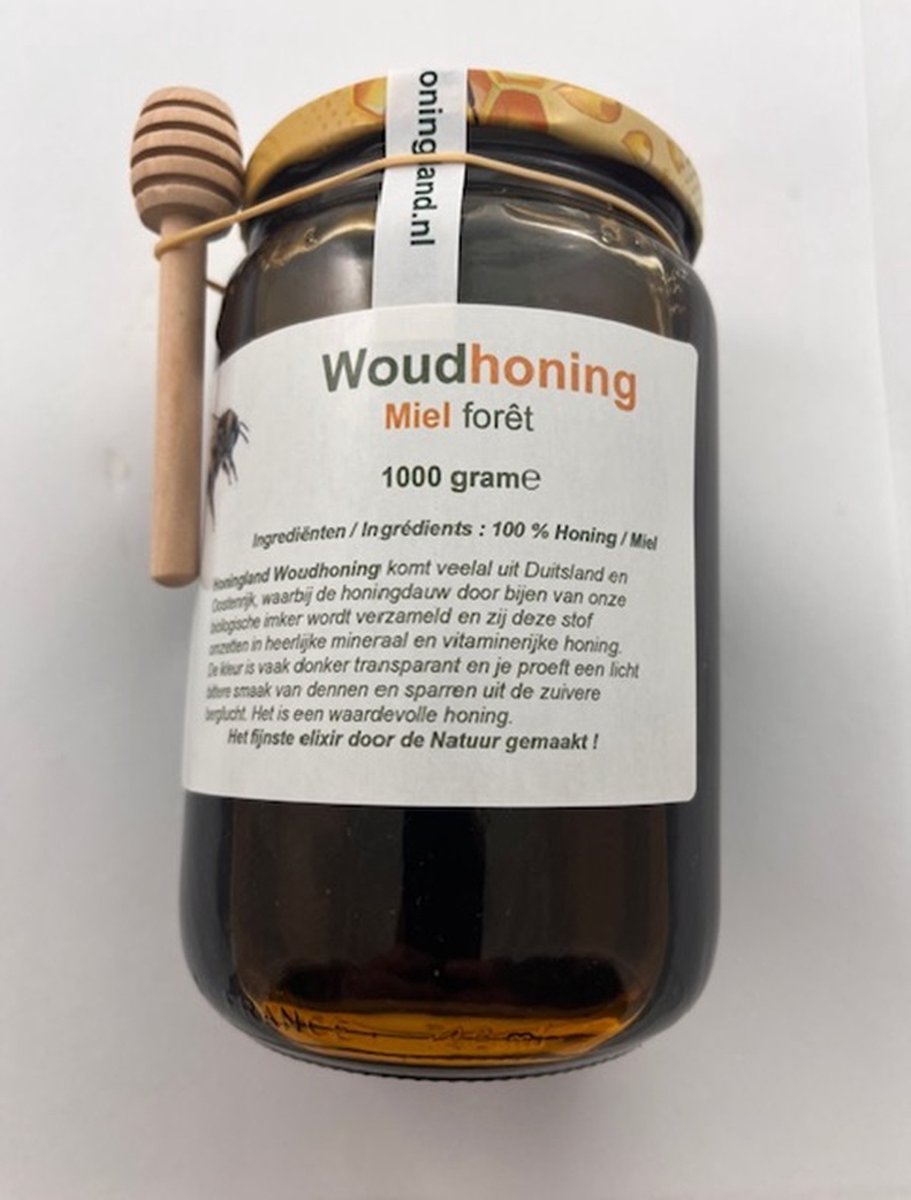 Honingland : Woudhoning, Miel Forêt, Wald Honig, Forest Honey. ( Rauwe ) 1000 gram