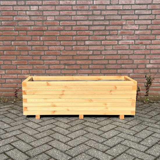 AMISHOUT Jardinière en bois 120x40x36 - naturel | bac à fleurs à l'extérieur