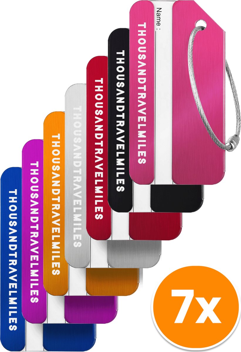 Bol.com Aluminium Bagagelabel Set – Kofferlabels – Bagagelabels voor koffers – 7 stuks – Naamlabels – Luggage tag set – 7 versch... aanbieding