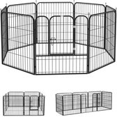 Hondenren XXL - Puppyren - Hondenbench - Staal - 100 cm hoog - 640 cm omtrek - Uitbreidbaar - Staal - 80 x 100 cm Ø 210 cm