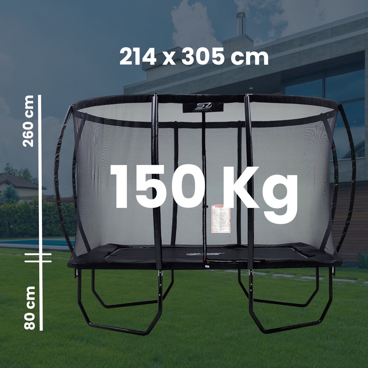 Senz Sports - J5000 Premium - Trampoline - 214 x 305 cm - Rechthoek - Inground - Met Elastieken — afbeelding 4