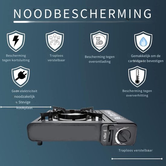 Draagbaar Camping Kooktoestel - Inclusief 4 Gasflessen En Koffer - Ideaal Voor Outdoor Koken — afbeelding 2