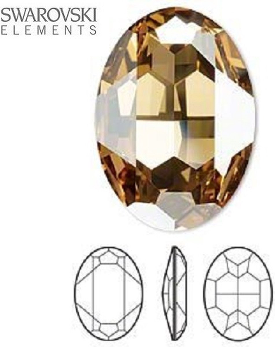 Swarovski Elements, fancy steen, ovaal 30x22mm, Crystal Golden Shadow met zilverfoil rug (4127). Per stuk