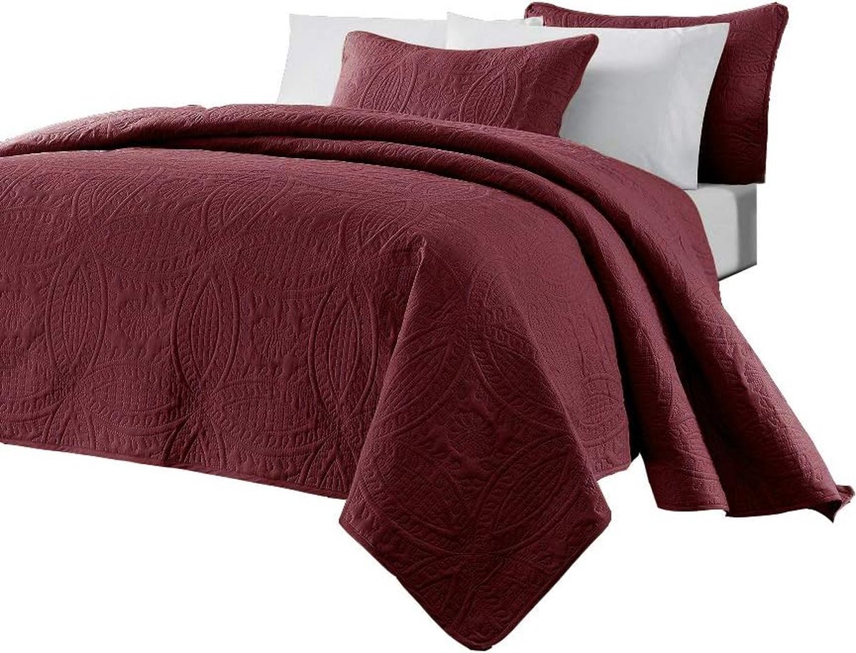 Goodivery ® Luxueuze 3-delige Oversize Bedsprei Set voor King Size Bed in Bourgondië