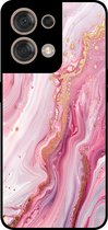 Smartphonica Coque de téléphone adaptée pour Oppo Reno8 5G avec impression marbrée - Coque arrière en TPU design marbre - Rose / Coque arrière adaptée pour Oppo Reno8 5G