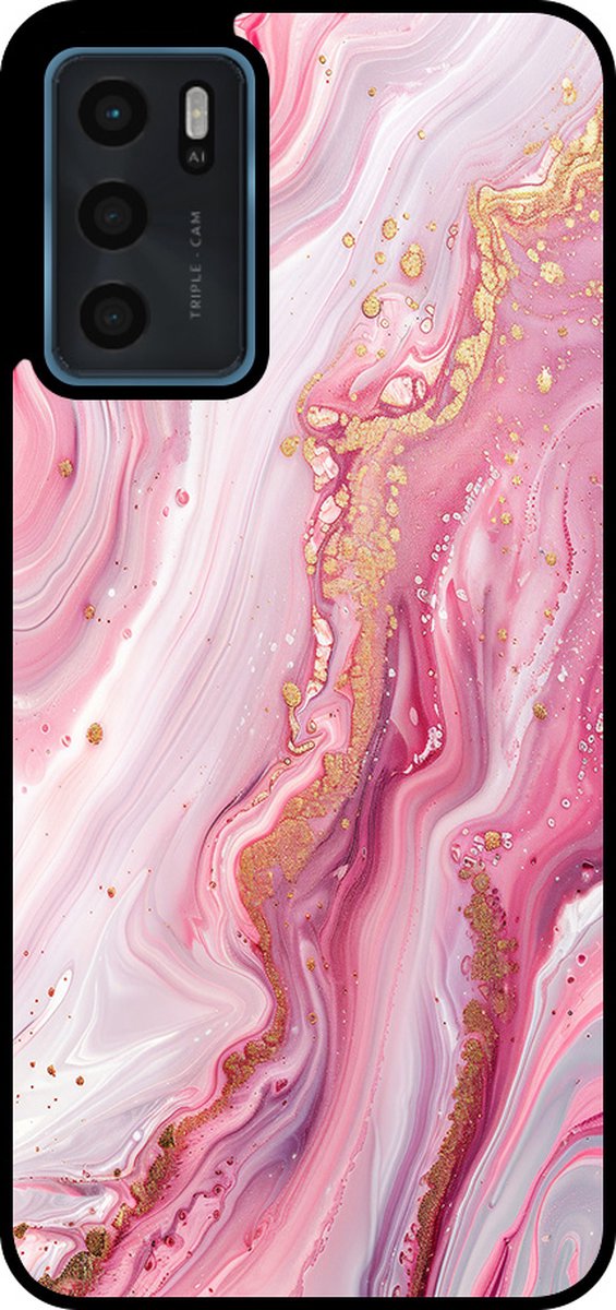 Smartphonica Telefoonhoesje Geschikt voor Oppo A16 / A16s / A54s met marmer opdruk - TPU backcover case marble design - Roze geschikt voor Oppo A16;Oppo A16s;Oppo A54s