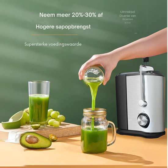 Professionele Juicers - Sapcentrifuge voor Groenten & Fruit - Juicer Met 0.65 L Sapbeker en Pulpreservoir - 2 Snelheden - 600W - RVS / Zwart — afbeelding 5
