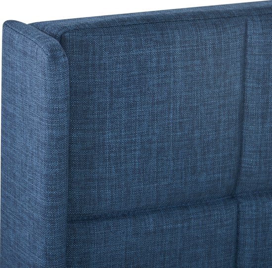 Merax Lit Double Rembourré 140x200cm avec Matras Mousse Froide 7 Zone - Lit Luxe avec Sommier à Lattes - Blauw