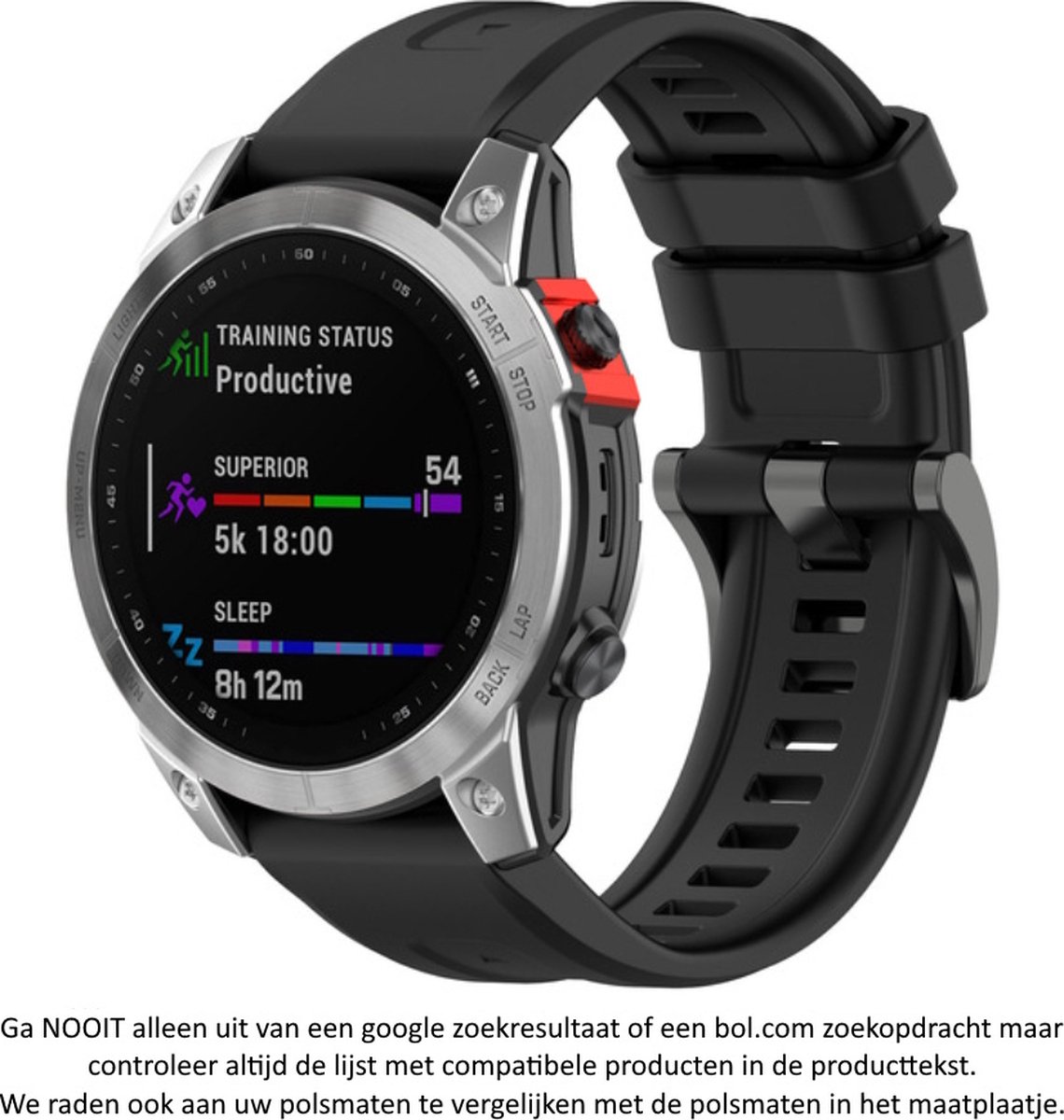 Zwart Siliconen Sporthorloge bandje 26mm Quickfit Compatibel geschikt voor Garmin Fenix 3 / 3 HR / 3 Sapphire / 5X / 6X, D2, Quatix 3, Tactix, Descent MK1, Foretrex 601 en 701 – 26 mm black smartwatch strap