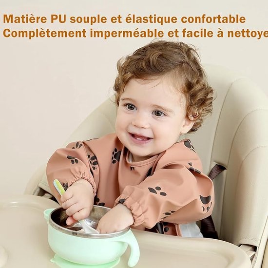 PewinGo speen slab met lange mouwen & BLW, zacht en huidvriendelijk materiaal, waterdicht, gemakkelijk schoon te maken en machinewasbaar, voor baby's, peuters en jongeren van PewinGo — afbeelding 4