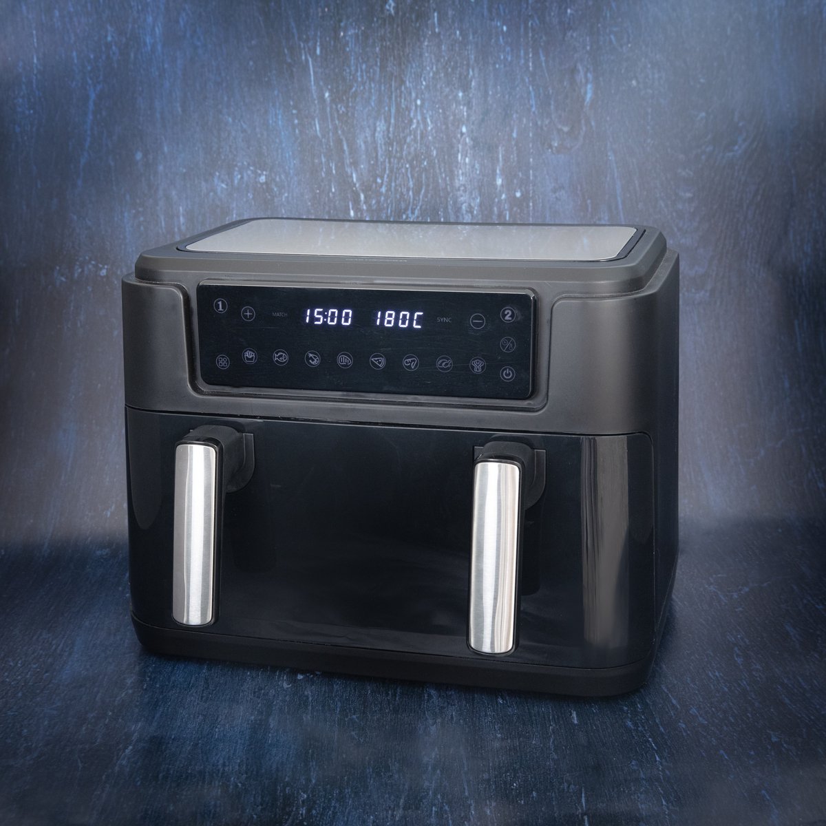Afbeelding 2 van Gastronoma Airfryer - Heteluchtfriteuse 10L - 10 programma's - 2 Dual zones afzonderlijk bakken - PFAS vrij - Incl. accessoires - 18290008 - Zwart