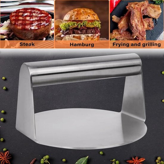 Set Smash Burger Eiflayn - Presse à Hamburger 6,2 Pouces + Spatule En Acier Inox - Pour Grill