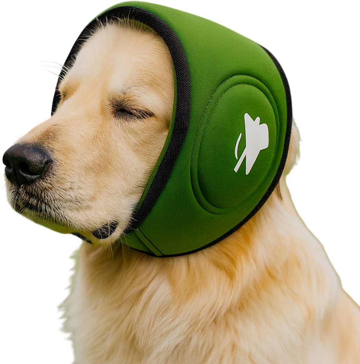 Honden Oorwarmers met Fleece – Geluiddempende Verstelbare Kalmerende Capuchon, Warme Oorbescherming voor Honden bij Vuurwerk, Onweer, Reizen en Winter - Groen