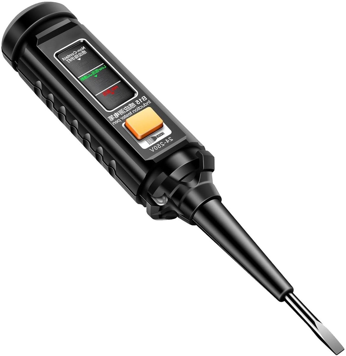 Contactloze Spanningszoeker - Inductietester Spanningsmeter - Elektrisch Werk - Akoestisch & Led Alarm - 24-250 V AC - Zwart
