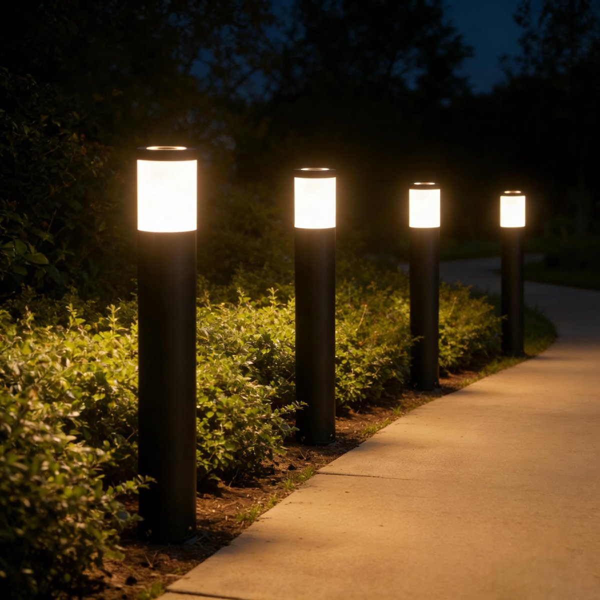 SnelShoppen - Roestvrij Staal Buitenverlichting met Grondpen 230V, Zwart 4 Pack voor Tuin, Terras, Feest, Camping, Tuinverlichting, Weerbestendig, Ene