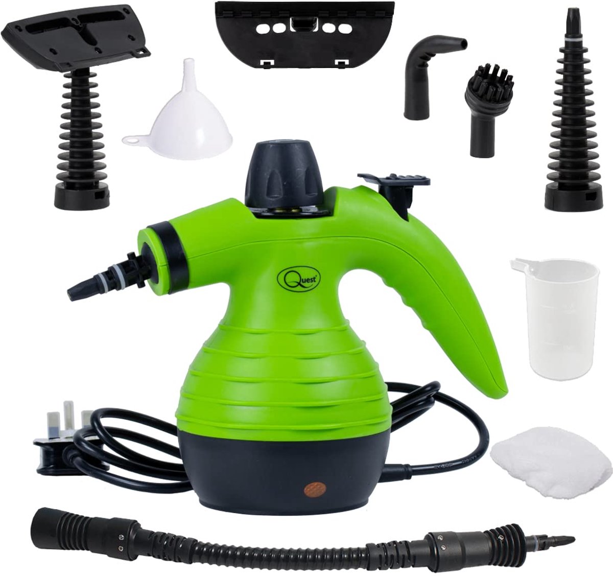 SnelShoppen - Handheld Stoomreiniger 0,25 liter, 1000 W, 3 bar, Groen - Ideaal voor Keuken, Badkamer, Stof en Vlekkenverwijdering