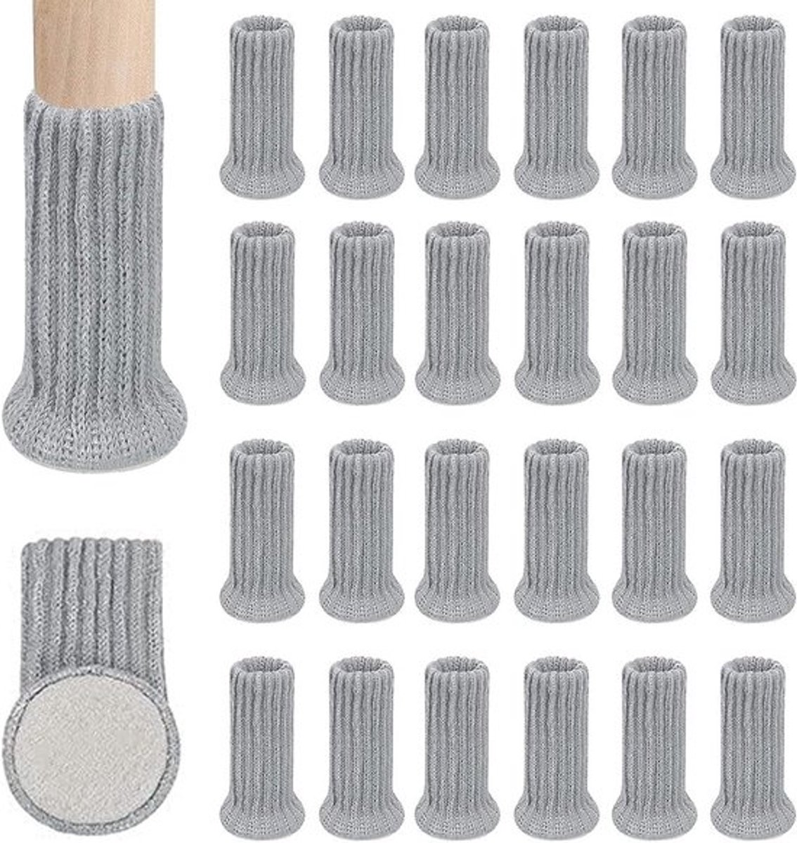 24 Stuks Antislip Meubelbeschermers voor Stoelen, Tafelpoten en Vloerbescherming, Voorkom Krassen en Geluid met Deze Stoelpootkappen in Grijs