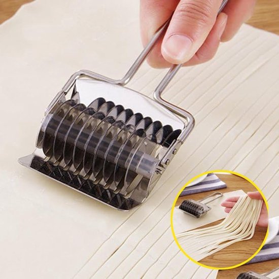 RVS Noedelsnijder voor het Snijden van Noedels, Pasta en Spaghetti - Keuken Gereedschap voor Het Maken van Deeg en Pasta van RVS — afbeelding 2