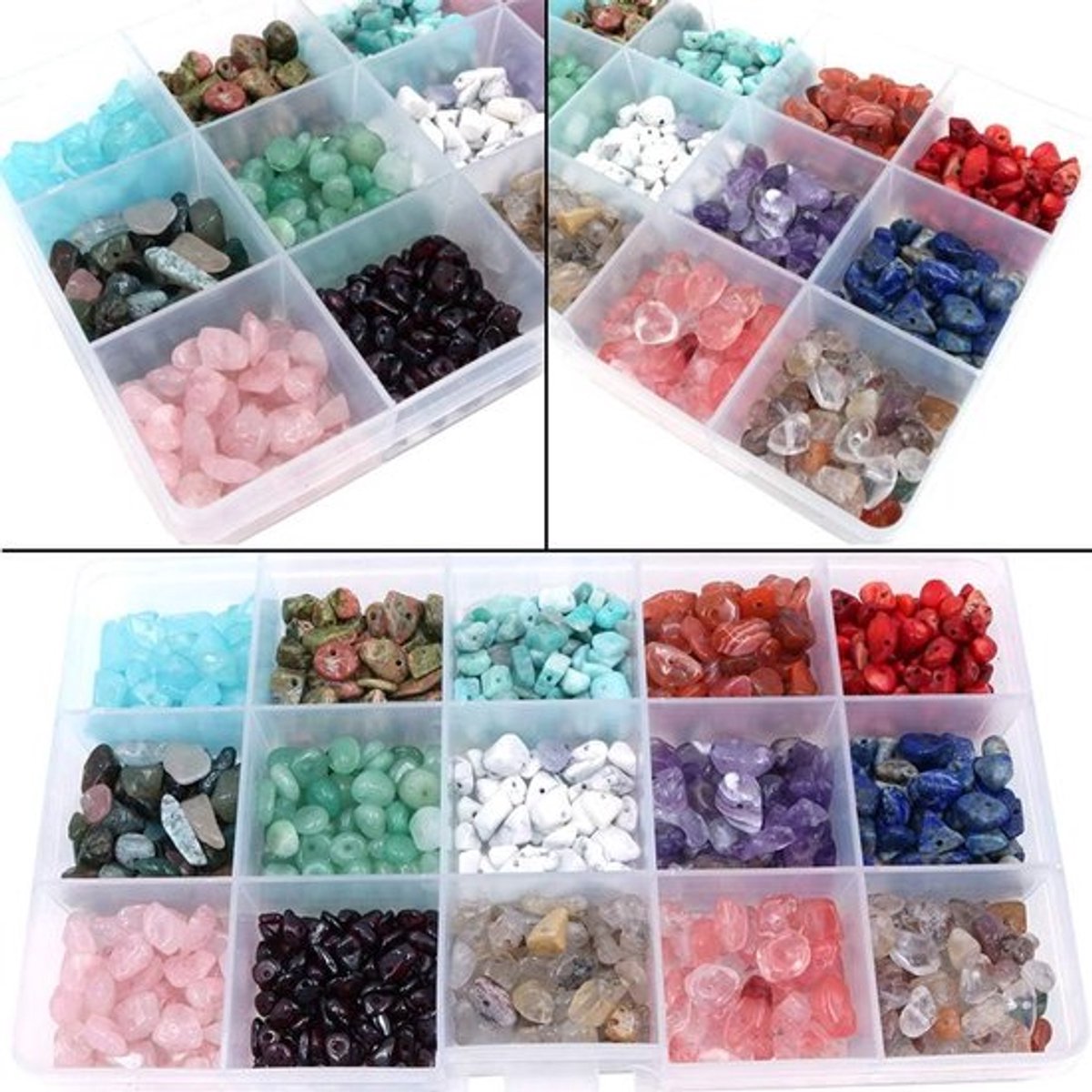 Natuurlijke Chips Kralen Set - 15 Soorten Onregelmatige Kleur Kralen 4-8 mm voor Sieraden Maken en Genezingenergie