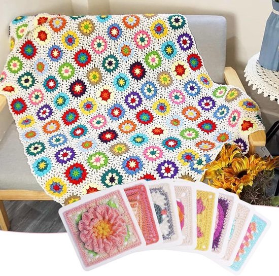 Set van 50 Haakpatronen voor Granny Square Kaarten met Foto Ontwerpen voor Persoonlijke Covers voor Volwassenen en Beginners — afbeelding 5