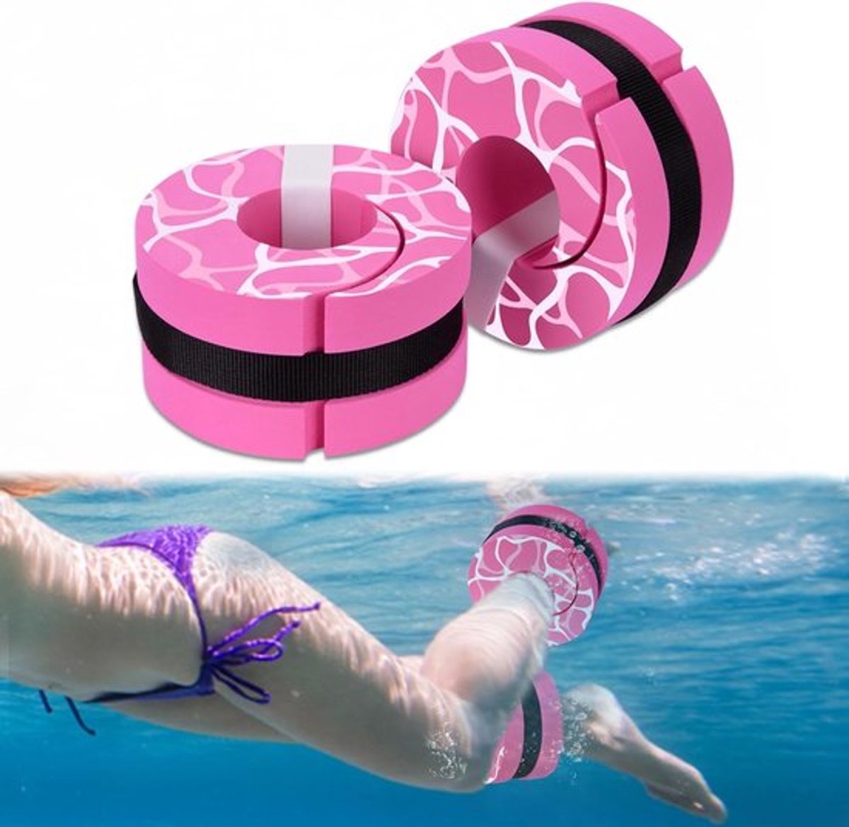 Hoge Dichtheid EVA Zwemballen voor Watergymnastiek en Aerobics met Verstelbare Enkel- en Armbanden (Roze)