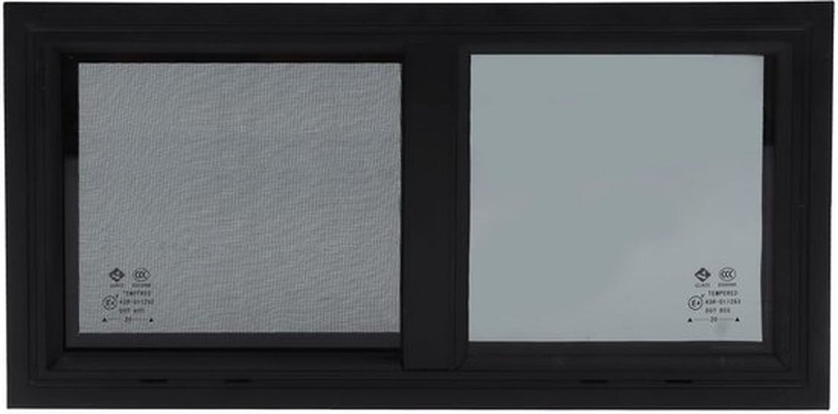 Schuifvenster 550x260mm - RV-Venster - Gehard Glas - Aluminiumlegering - Insectennet - Privacy Scherm - Luchtdicht Afdichtend Effect