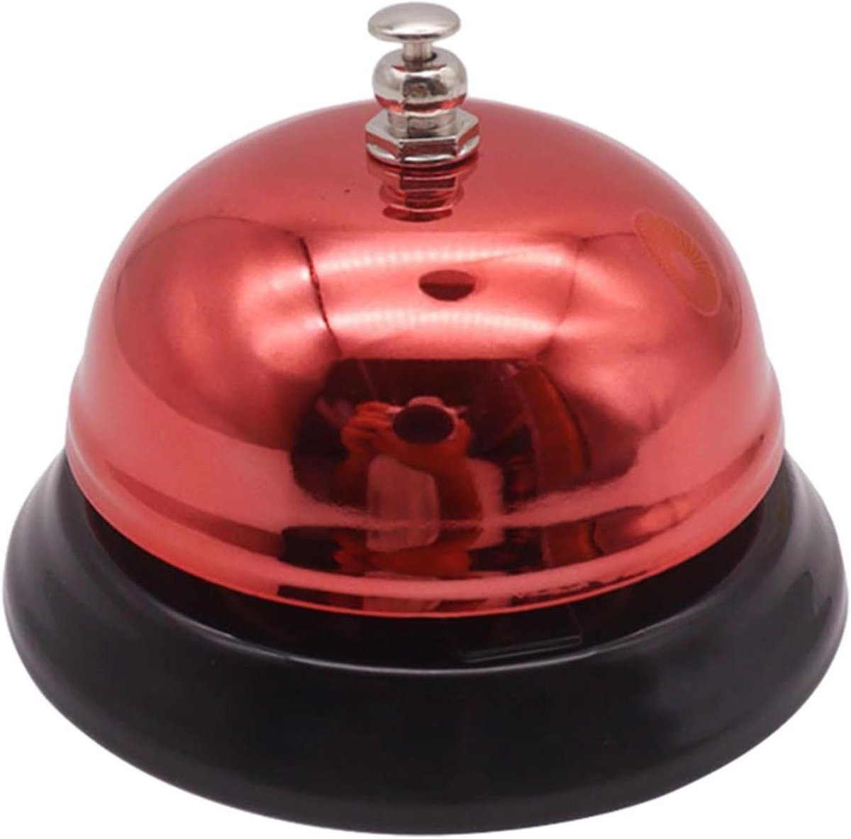 Bureaubel - Receptiebel Toonbankbel - Aandacht Vragen - Volledig Metalen Constructie - 85 mm - Rood