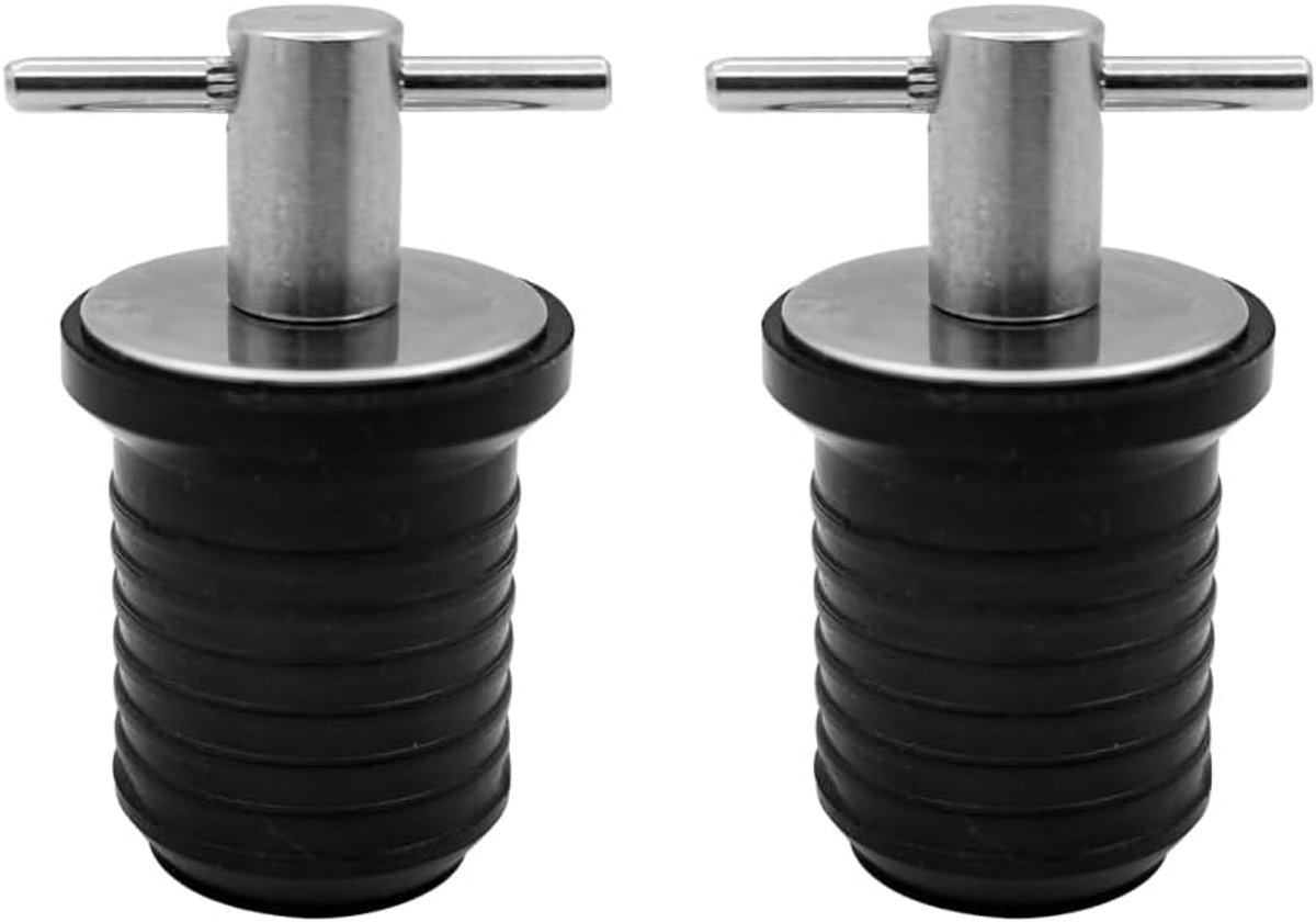 SnelShoppen - 2 Stuks Boot Afvoer Stoppen, PVC Waterdichte Bootstopper met RVS T-Handgreep voor 25mm Bootafvoer Gaten, Duurzaam en Betrouwbaar