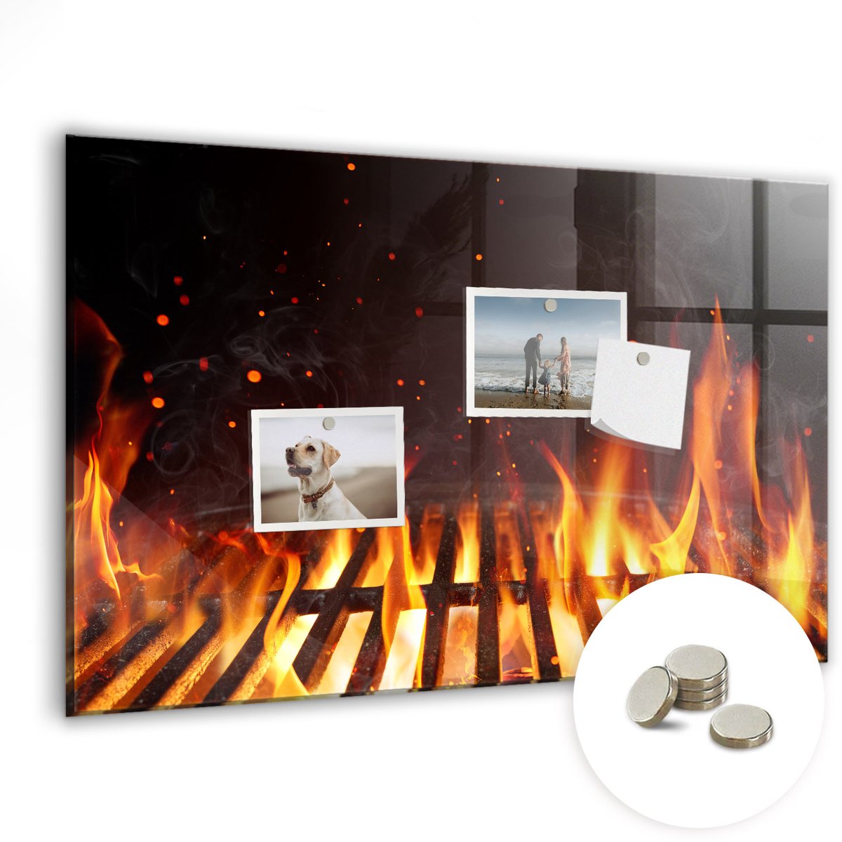 Coloray Glazen Magneetbord - Magnetisch Bord Grill - 60x40 cm - Oranje Magneetbord - Magnetic Board - Woonkamer Decoratie