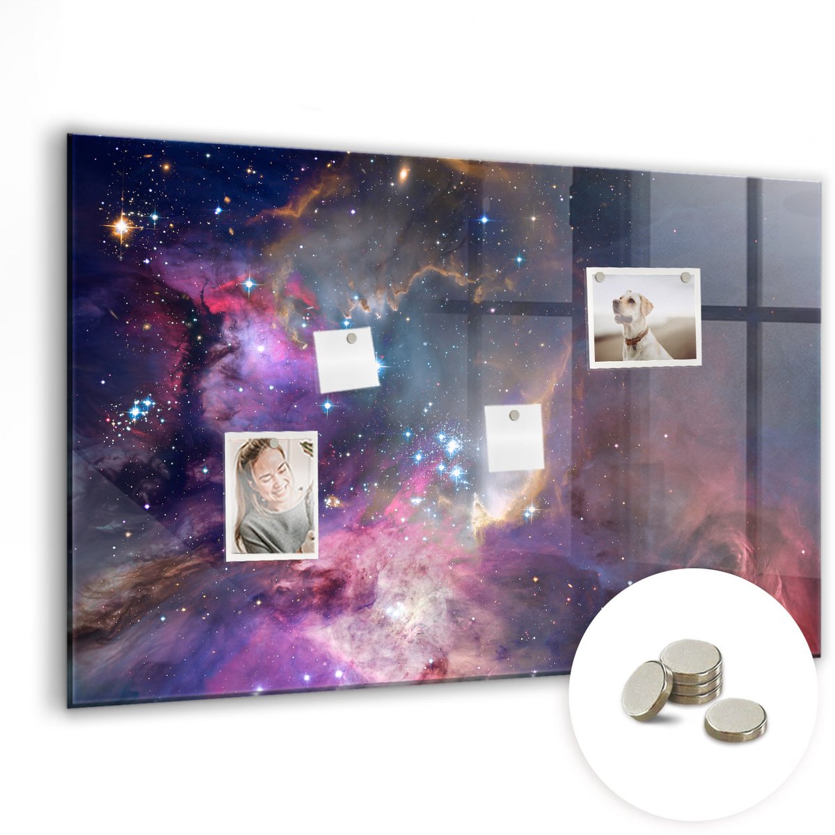 Coloray Glazen Magneetbord - Magnetisch Bord 3D-wereldkaart - 90x60 cm - Veelkleurig Magneetbord - Magnetic Board - Magneetbord Design